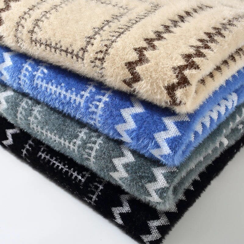 Herren Strickpullover Rollkragen | Warmer Wollpullover mit Zickzack-Muster beige [ Herrenkollektion - Langarmhemden - Jacken ] 197 - Herren Strickpullover Rollkragen Gratti Offiziell 