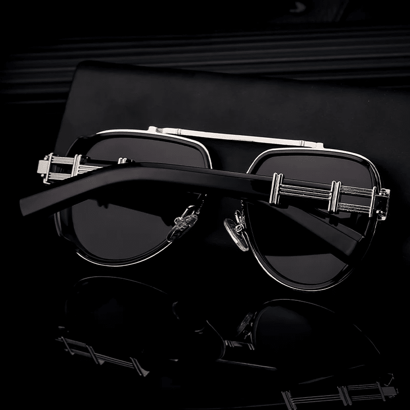 Herren Vintage Sonnenbrille | Metallbrille mit Doppelsteg schwarz-gold [ Herrenkollektion - Sonnenbrille - Freizeitbrille ] 234 - Herren Vintage Sonnenbrille Gratti Offiziell 