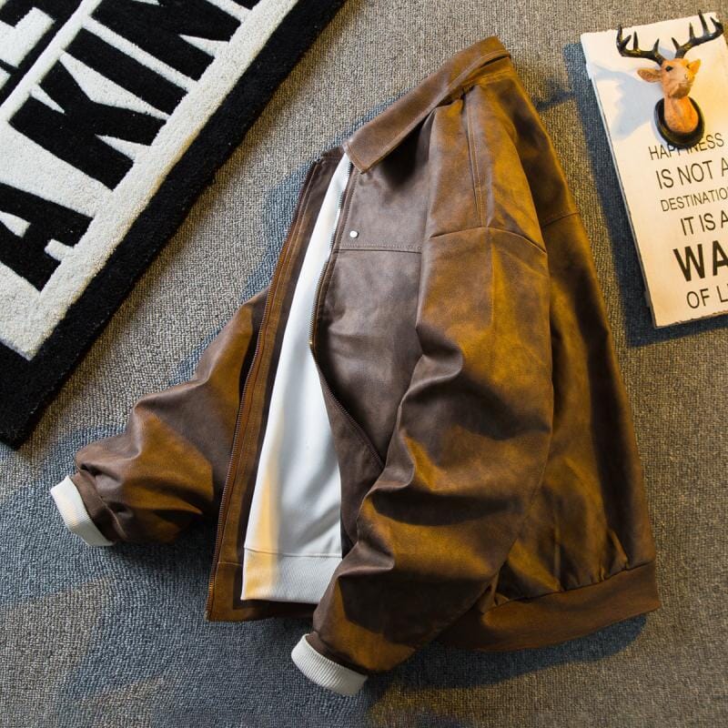 Herren Wildlederjacke | Braune Bomberjacke Blouson-Stil [ Herrenkollektion - Jacken - Langarmhemden ] 206 - Herren Wildlederjacke Gratti Offiziell 