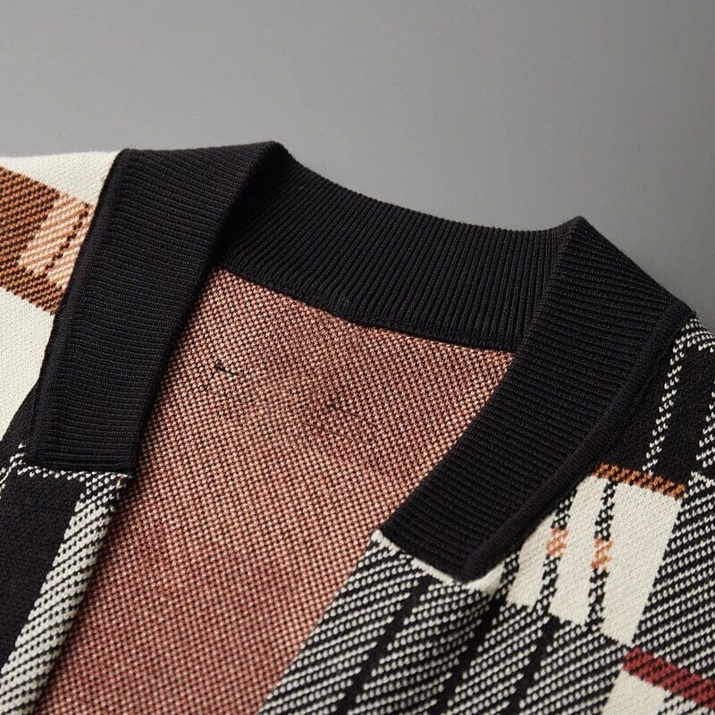 Herren Wollcardigan mit Muster | Offene Strickjacke im abstrakten Design [ Herrenkollektion - Jacken - Langarmhemden ] 212 - Herren Wollcardigan mit Muster Gratti Offiziell 