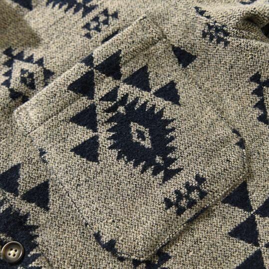 Herren Wolljacke Jacquardmuster | Lässige Retro Hemdjacke für den Herbst [ Herrenkollektion - Jacken - Langarmhemden ] 195 - Herren Wolljacke Jacquardmuster Gratti Offiziell 