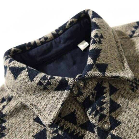 Herren Wolljacke Jacquardmuster | Lässige Retro Hemdjacke für den Herbst [ Herrenkollektion - Jacken - Langarmhemden ] 195 - Herren Wolljacke Jacquardmuster Gratti Offiziell 